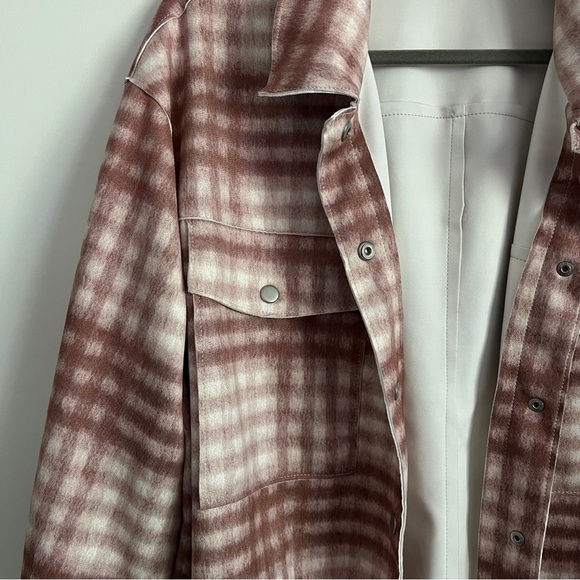 Workshop Republic Clothing Flannel Jacket-Pink Brown White-Women’s Size XL - Picture 4 of 8
